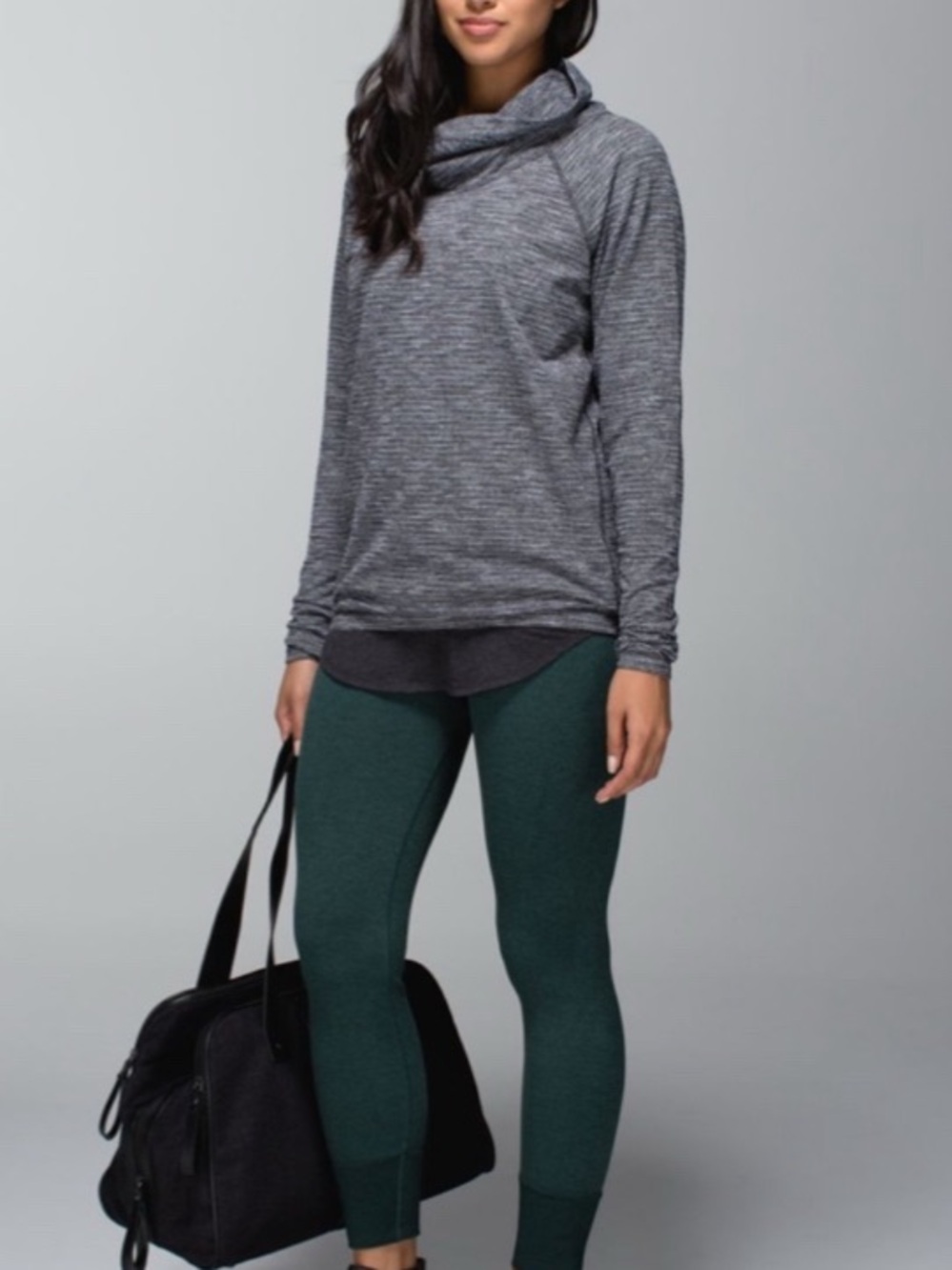 lululemon athletica Gray Heather Cowl Neck Pullover #9